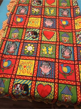 Sears Colorful 'Gramma Loves You' Curtains & pillow sham